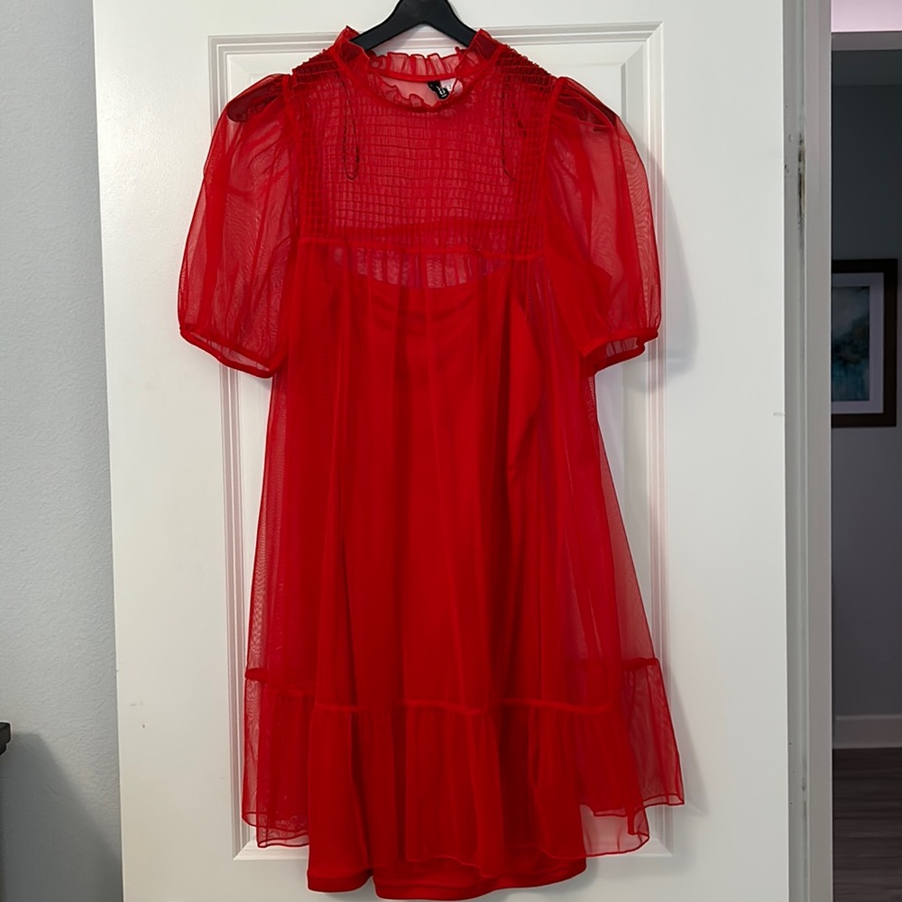 Beautiful ruched red dress!